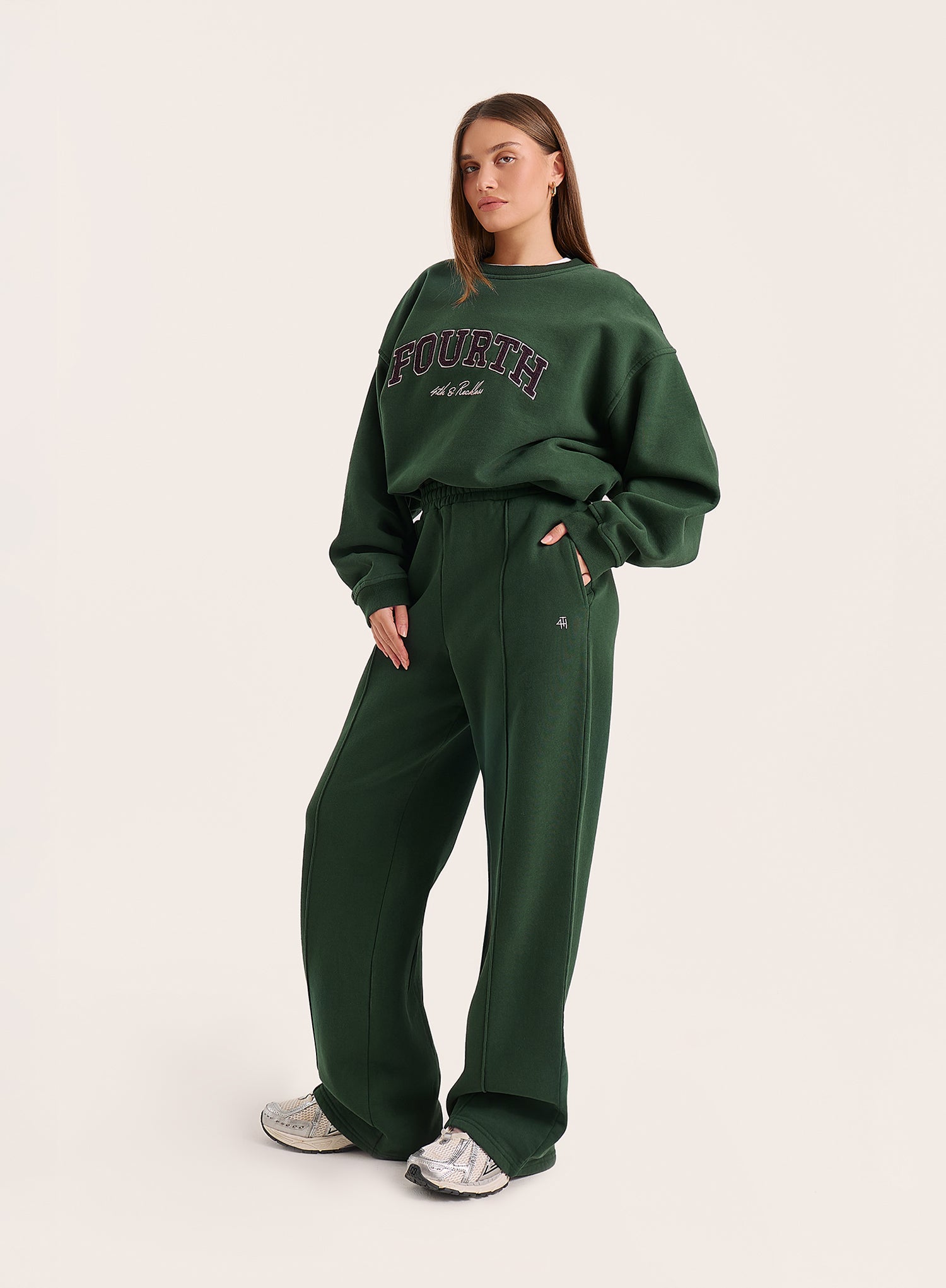 Green 4th Wide Leg Branded Joggers